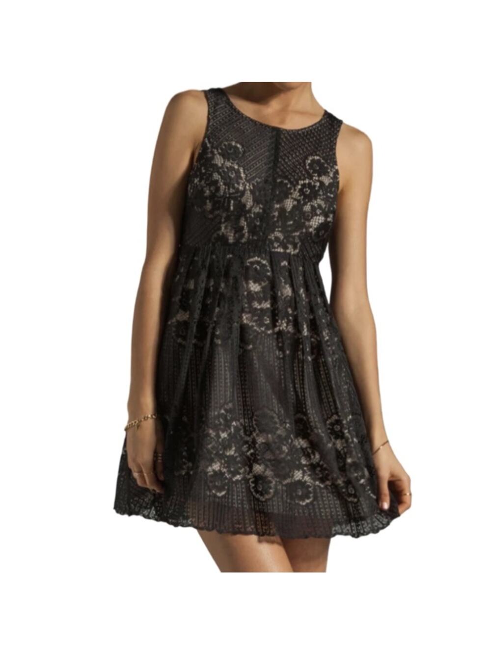 Free People Black Lace Rocco Babydoll Dress Size 6